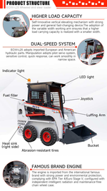 ECVV Wheeled Skid Steer Loader ECVV-L25 360-Degree Rotating Wheel Loader Multi-Functional Engineering Machine