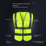 Reflective Vest Reflective Clothing Traffic Cycling Vest Car Safety Warning Vest Police Sanitation Construction Duty Safety Suit Fluorescent Mesh Multi-pocket Zipper