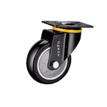 4 Inch Plate Swivel Movable Black Casters 4pcs Pack Polyurethane (PU) Casters with Precision Single Ball Bearing Medium Heavy Universal Wheels - 4pcs