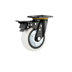 Milky White Nylon (PA) Swivel Casters 4pcs Pack 6 Inch Flat Bottom Caster with Double Brake Heavy Duty Universal Wheel - 4pcs