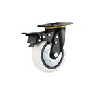 Milky White Nylon (PA) Swivel Casters 4pcs Pack 6 Inch Flat Bottom Caster with Double Brake Heavy Duty Universal Wheel - 4pcs