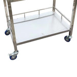 2 Tier Stainless Steel Dressing Cart Medicine Delivery Trolley Instrument Table Nursing Medicine Cabinet Clinic Mobile Tool Cart Cabinet Type Two Draw Two Door 80 Grid