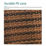 Outdoor Table And Chair Rattan Chair Outdoor Rattan High Back Armchair (2 Chairs 1 Table 60 CM Round Transparent Table) Brown Coffee Color