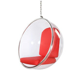 Nordic Wind Net Red Glass Ball Transparent Bubble Chair Hemispherical Hanging Chair Space Chair Acrylic Hanging Basket Round Cushion And Lighting