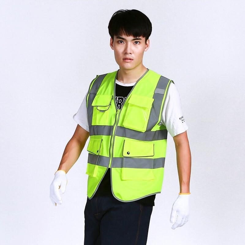 Reflective Vest Reflective Vest Safety Vest Safety Suit Motorcycle Construction Riding Vest Fluorescent Yellow