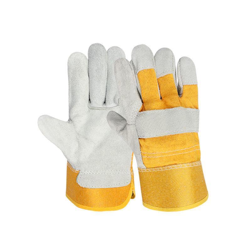 Short Cow Leather Welding Gloves Two Layer Cow Leather Welding Welder's Special Anti Scalding Wear Resistant Heat Insulation Labor Protection Gloves Palm
