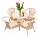 Outdoor Tables And Chairs Rattan Chair Tea Table Three Piece Set Living Room Courtyard Pastoral Leisure Chair Balcony Coffee Tables And Chairs Beige