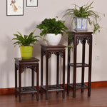 Ming And Qing Classical Chinese Square 1m High Flower Rack Solid Wood Living Room Balcony Elm Solid Wood Multi-layer Flower Rack Lvluoqi Stone Vase Flower Rack Dragon Square 25 * 25 * 60 Chestnut Red