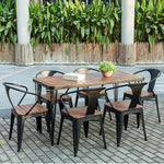 Outdoor Table And Chair Combination Cafe Balcony Garden Plastic Wood Table And Chair Anti-corrosion And Sun Protection One Table And Six Chairs