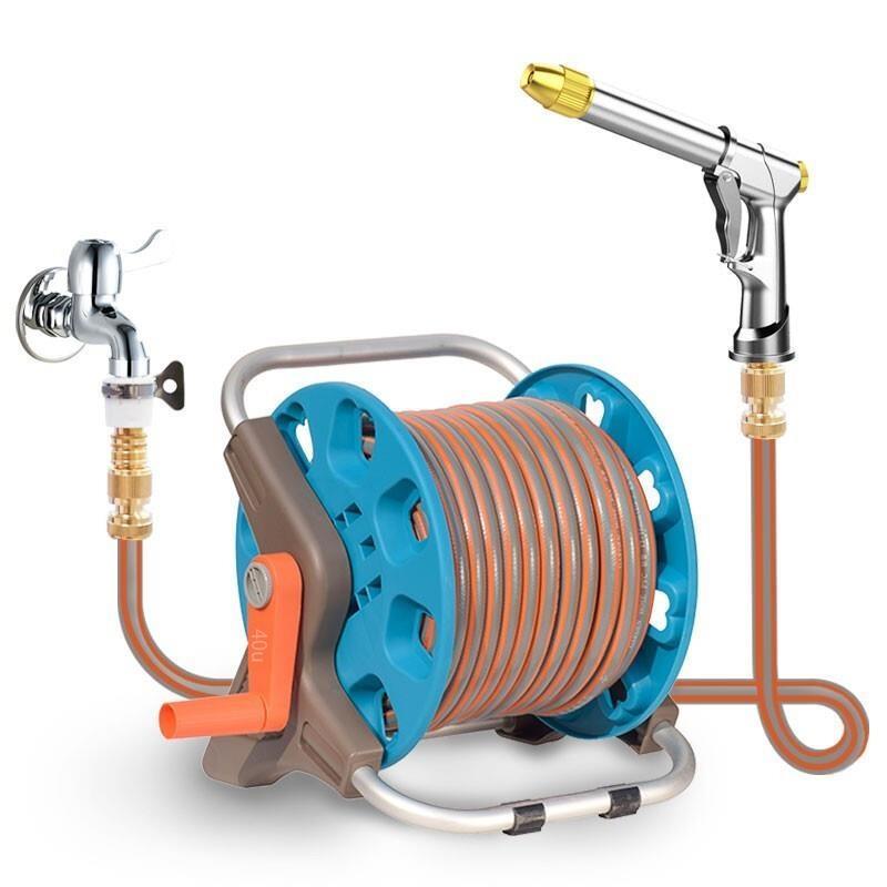 Household Car Washing Artifact High-pressure Water Pipe Hose Storage Set Connected With Tap Water Grab Nozzle Garden Yard Watering Flowers Watering Vegetables H5 Water Gun 30m Water Pipe Storage Set