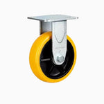 6 Inch Fixed Double Axle Caster 4pcs Set Black Core Orange Polyurethane PU Wheel Medium and Heavy Directional Wheels - 4pcs