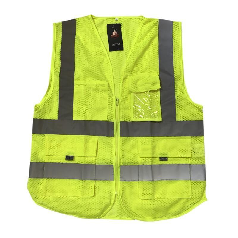 Yellow Mesh Vest-L Yellow High Visibility Reflective Vest Safety Working Vest Multi-Pockets