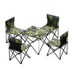 Five Piece Set Camouflage Outdoor Folding Table And Chair Set Portable Self Driving Travel Camping Picnic Balcony Table And Chair Combination