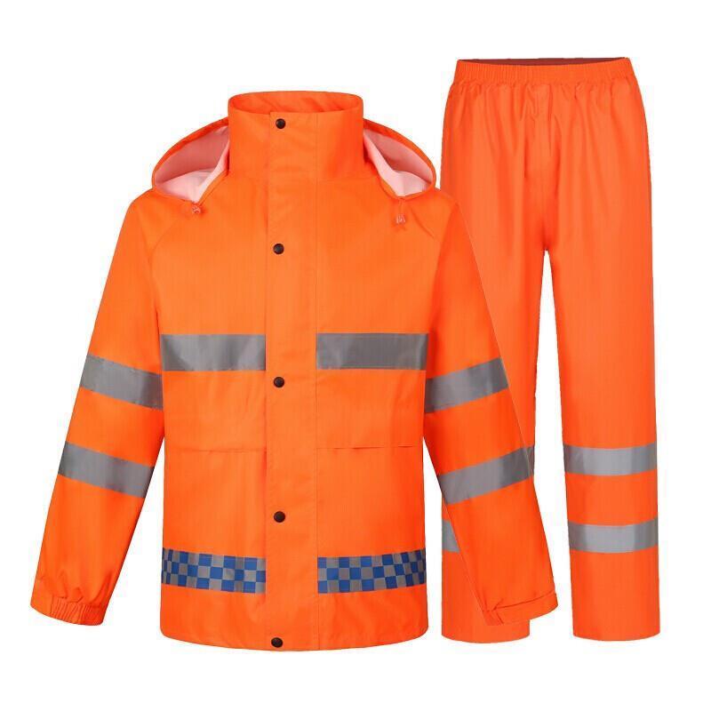 Reflective Raincoat Suit Double Layer Split Thickened Raincoat Suit Orange L-4 XL