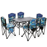 Seven Piece Set Outdoor Table And Chair Set Folding Aluminum Table Barbecue Picnic Table And Chair Balcony Stool Portable Camping Table And Chair