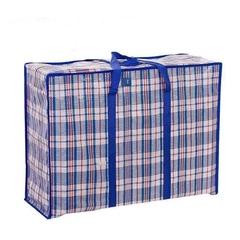 Woven Bag Moving Bag Thickened Oxford Cloth Luggage Packing Bag Waterproof Storage Snake Skin Bag 70 * 50 * 24 cm Blue Lattice 10 Packs