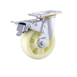 C1-6 Inch Flat Bottom Double Brake Heavy Beige Polypropylene (pp) Caster Universal Wheel 4 Sets / Set