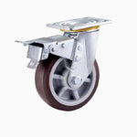 4 Sets 6 Inch Flat Bottom Casters Double Brake Coffee Color Artificial Rubber Caster Heavy Universal Wheel