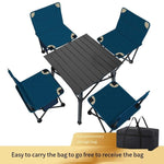 Outdoor Table And Chair Set Folding Aluminum Table Barbecue Picnic Table And Chair Balcony Stool Portable Camping Table And Chair 4 Chairs 1 Table