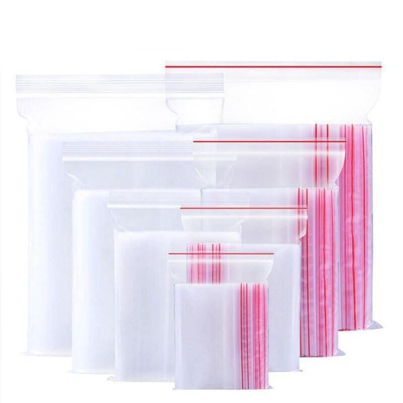 1000 Pieces Disposable PE 12 Thread Self Sealing Bag Thickened Transparent Sealed Bag Zipper Bag Sample Storage Bag