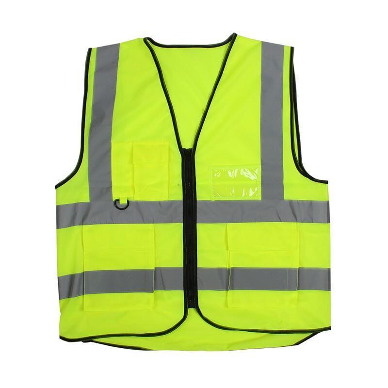 6 Pieces Reflective Vest Multi Pocket Cloth Yellow Fluorescent Vest Silver Gray Reflective Two Horizontal Two Vertical Polyester Knitted Fabric Garden Traffic Warning Free Size