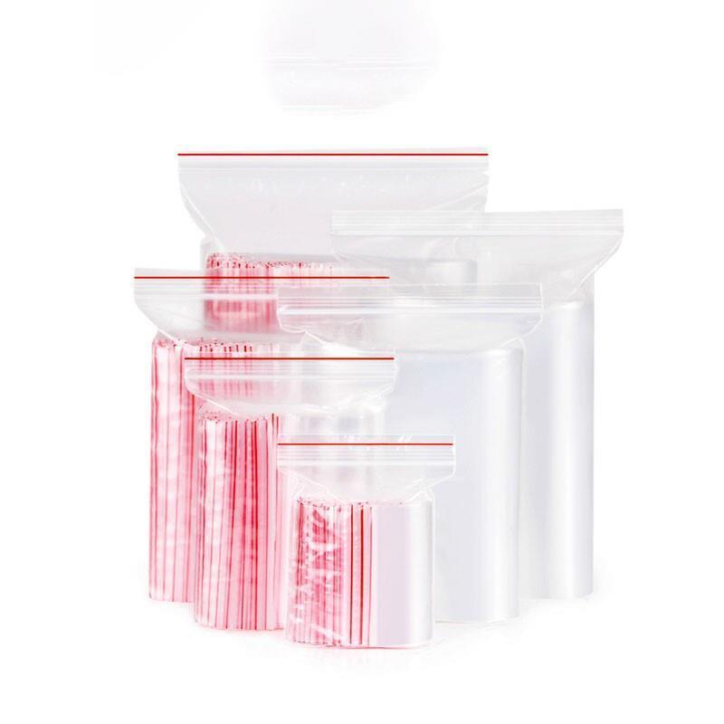 26cm * 37cm 100 Pieces Disposable PE 8 Thread Self Sealing Bag Thickened Transparent Sealed Bag Zipper Bag Sample Storage Bag