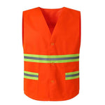 Button Type Reflective Vest Safety Vest Sanitation Workers Labor Protection Vest Road Cleaning Work Clothes Body Protection Clothing - Orange