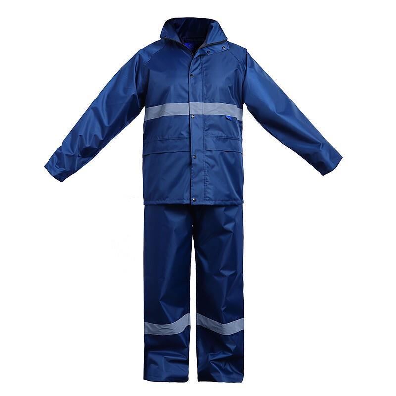 Navy S/M/L/Xl/XXl/XXXl Waterproof Raincoat With Reflective Strip