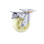 5 Inch Flat Bottom Swivel Casters with Double Brakes 4pcs Pack Beige Heavy Duty Polypropylene PP Caster Universal Wheel 4pcs