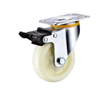 B7-5 Inch Flat Bottom Plastic Double Brake Beige Polypropylene (PP) Caster Medium Universal Wheel 4 Sets / Set