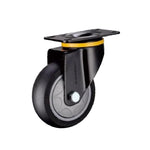 B6-5-Inch Flat Bottomed Movable Black Synthetic Rubber (TPR) Caster Medium Universal Wheel 4 Sets / Set