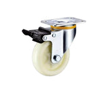 4 Sets 2.5 Inch Flat Bottom Plastic Double Brake Beige Polypropylene Caster Medium Universal Wheel