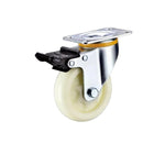 4 Sets 2.5 Inch Flat Bottom Plastic Double Brake Beige Polypropylene Caster Medium Universal Wheel