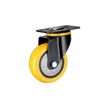 4 Inch Plate Swivel Casters 4Pcs Pack Flat Bottom Movable Orange Yellow Polyurethane (PU) Casters Medium Duty Universal Wheels - 4Pcs