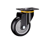 4Pcs 5-Inch Plate Swivel Casters Medium Duty Black Polyurethane (PU) Caster Universal Wheel - 4Pcs