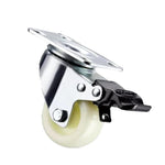 4 Sets 2 Inch Flat Bottom Plastic Caster Double Brake Beige Polypropylene (PP) Caster Light Universal Wheel