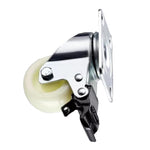 4 Sets 2 Inch Flat Bottom Plastic Caster Double Brake Beige Polypropylene (PP) Caster Light Universal Wheel