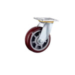 4 Sets 4 Inch Flat Bottom Movable Caster Heavy Duty Jujube Red Polyurethane Caster Universal Wheel