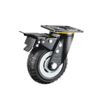 4PCS 4-Inch Heavy Duty Plate Swivel Casters with Double Brake Gray Core Black Foam Caster Universal Wheel - 4Pcs