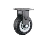 4 Inch Fixed Heavy Duty Caster 4Pcs Imported Elastic Rubber Wheels Gray Core Black Foam Caster Directional Wheel - 4Pcs