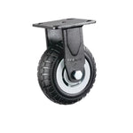 4 Inch Fixed Heavy Duty Caster 4Pcs Imported Elastic Rubber Wheels Gray Core Black Foam Caster Directional Wheel - 4Pcs