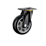 8 Inch Plate Swivel Wheels 4pcs Pack Movable Heavy Duty Casters Gray Core Black Polyurethane Caster Universal Wheel with Double Ball Bearings - 4pcs