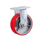 8 Pieces/Box 8 Inch Fixed Heavy Duty Casters Plane Iron Core Red Polyurethane Caster Directional Wheel