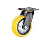 4 Sets 6 Inch Flat Bottom Movable Caster Heavy Duty Orange Yellow Polyurethane (PU) Caster Universal Wheel