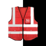 V-shape Collar Safety Vests with 8 Pockets Mesh Breathable Reflective Vest Construction Vehicle Reflective Clothing Traffic Security Clothing - Red