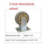 Wheel Barrow Caster Rubber Wheel Silent Wheel Directional Wheel Trailer Universal Wheel Industrial Flat Car Wheel Barrow Wheel 5 Inch Directional Wheel 2 Pieces+Universal Wheel 2 Pieces