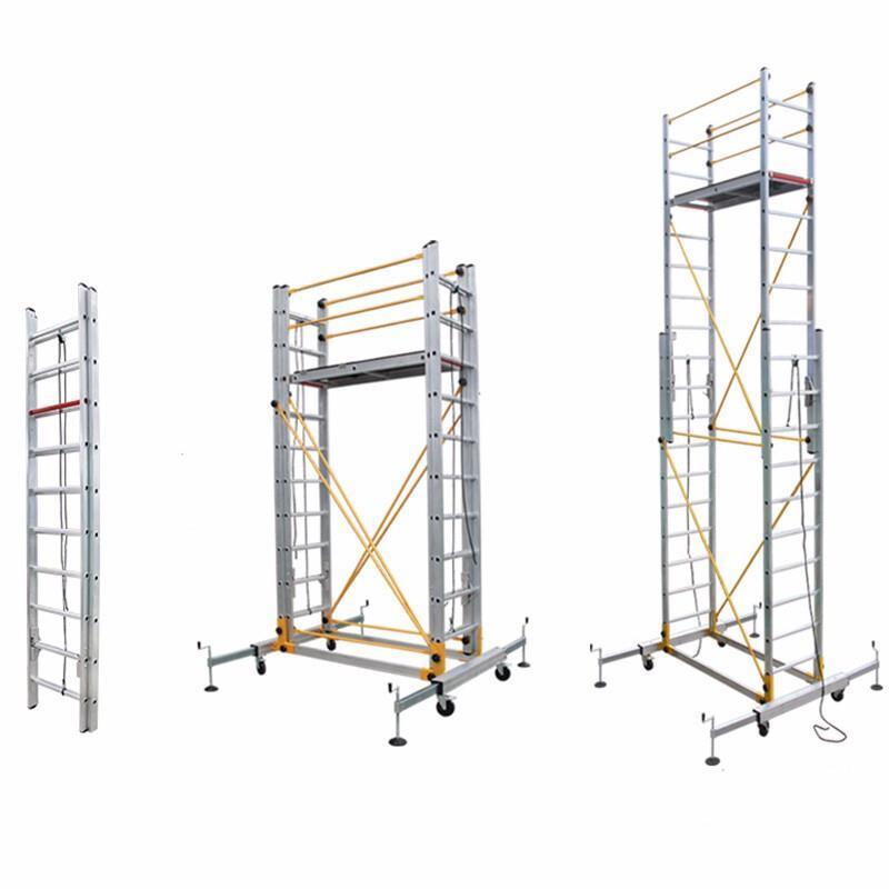 5.2m Aluminum Alloy Scaffold 1800 * 1900 * 5200mm Folding Lifting Platform With Wheel Movable Frame Engineering Ladder Mobile Scaffold