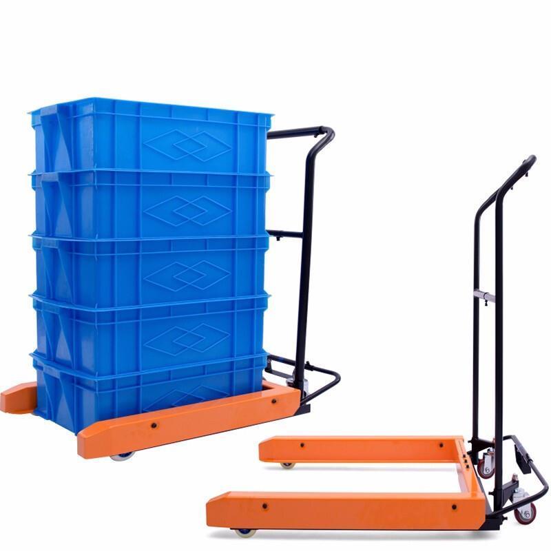 Plastic Turnover Basket Manual Forklift 1460 * 820 * 1020mm Turnover Box Trolley Basket Carrier