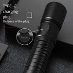 Flashlight 15w Strong Light Aluminum Alloy Super Bright Tpye-C Power Display (Including Battery + Charger)