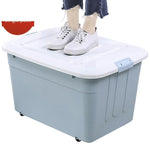 Storage Box 80l Large Quilt Clothes Storage Box Dormitory Artifact Floor Stand Toy Box Plastic Storage Box Pulley Covered Finishing Box Blue